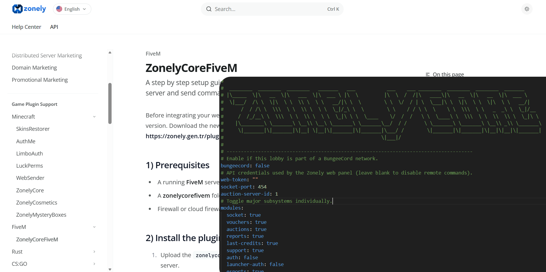 Zonely dokümantasyon ön izlemesi